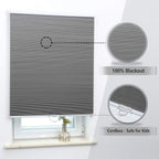 Cellular Shades Cordless Blackout Honeycomb Blinds Fabric Window Shades 33'' W X 38'' H, Cool Silver(Blackout)