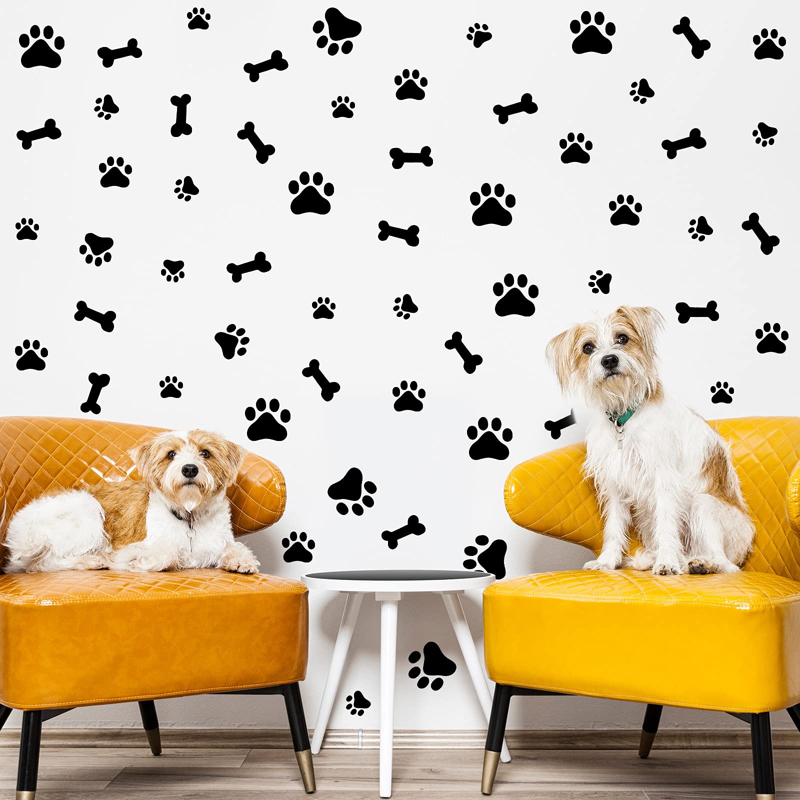 Spakon 76 Pieces Dog Paw Decal Paw Print Sticker Dog Room Decor for Walls Dog Pup Removable Vinyl Wall Sticker Decoration Animal