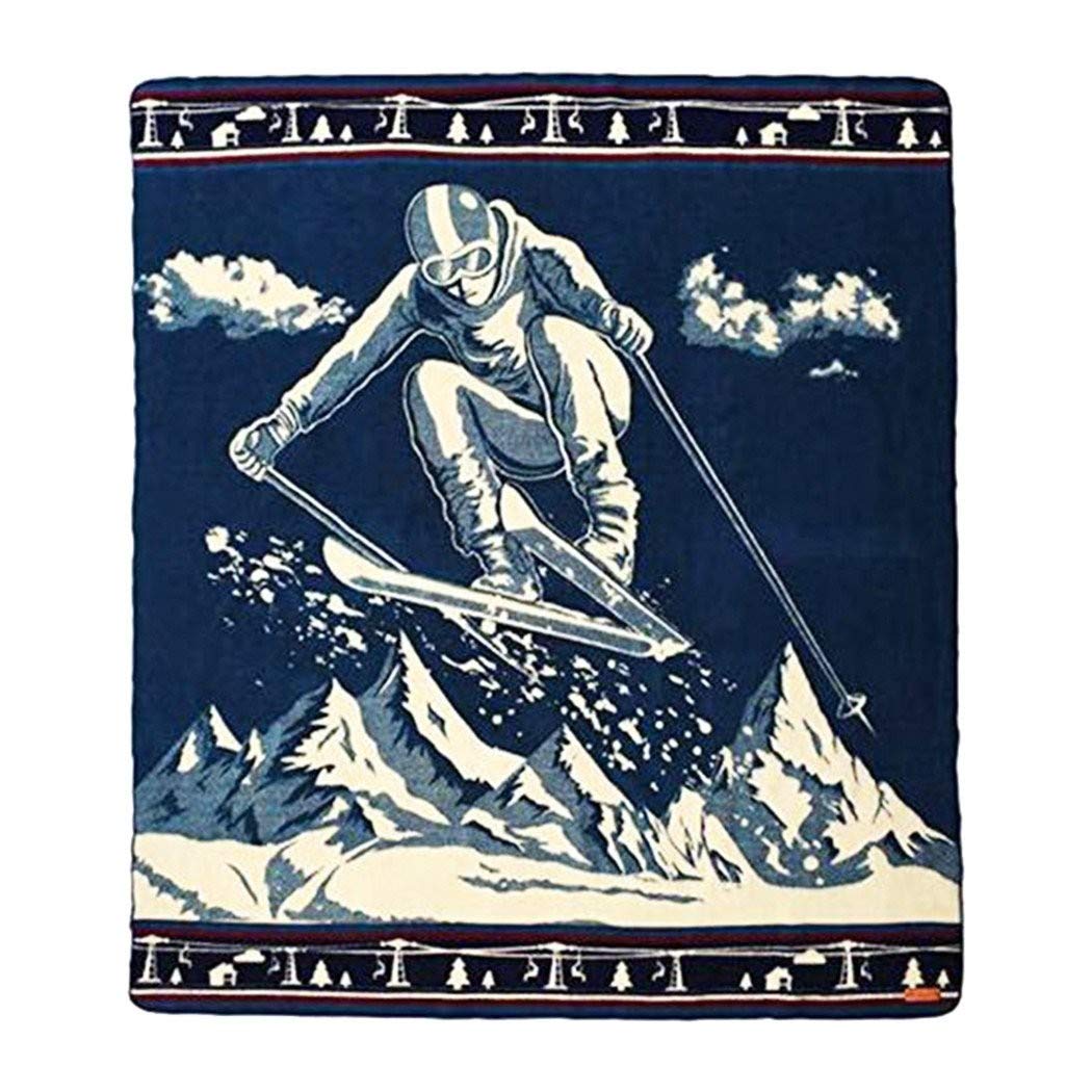 HomeRoots Ultra Soft Blue Ski Jumper Handmade Queen Size Woven Blanket