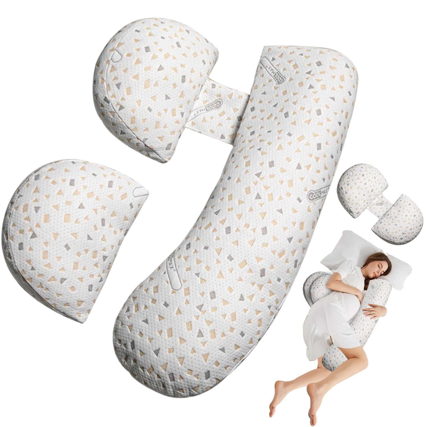 Oskeray Pregnancy Pillow For Sleeping, Maternity Pillow Support For Hips, Backs, Legs, Maternity Pillow With Detachable And Adju
