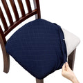 Fuloon Stretch Jacquard Chair Seat Covers Set Of 6, Removable Washable Dining Chair Covers Anti-Dust Dining Room Chair Covers Seat Cushion Slipcovers (6, Navy Blue)