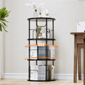 Rotating Bookshelf, 3 Tier Round Revolving Bookcase with Special Visible Partition Storage, 360 Display Spinning Bookshelf Tower