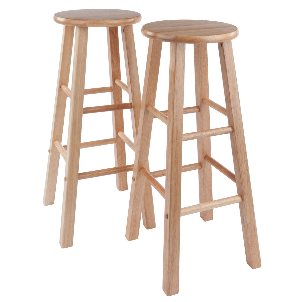 Winsome Element 2-Piece 29In Bar Stool Set, Natural Finish, Solid Wood, Modern Design