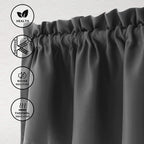 Hiasan Valance Curtains For Kitchen Blackout Thermal Insulated Solid Window Curtain Valance, Dark Grey, 60 X 18 Inches, 1 Panel
