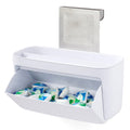 YouCopia DoorStash Dishwasher Pod Holder with Lid, Hanging Storage Container for Detergent, Speckled White