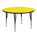 Flash Furniture Wren 48'' Round Yellow HP Laminate Activity Table - Height Adjustable Short Legs