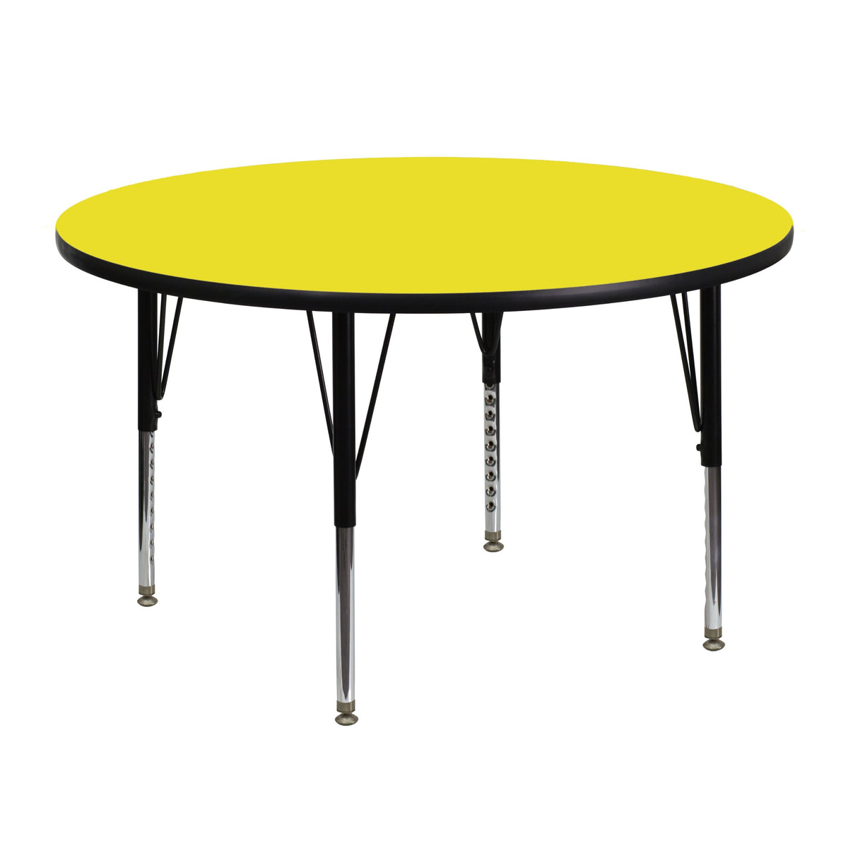 Flash Furniture Wren 48'' Round Yellow HP Laminate Activity Table - Height Adjustable Short Legs