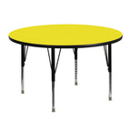Flash Furniture Wren 48'' Round Yellow HP Laminate Activity Table - Height Adjustable Short Legs