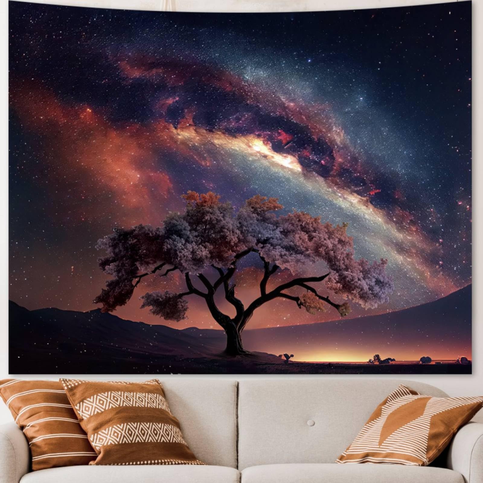 Apdidl Space Galaxy Tapestry Wall Hanging For Bedroom Aesthetic, Nature Starry Night Tree Of Life Tapestries, Star Sky Posters B