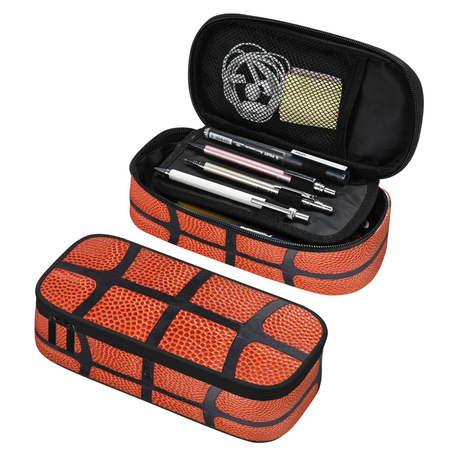 Pauseboll Basketball Pencil Case For Boys And Kids Cute Pen Box Pouch Large Pencil Bag With Double Zipper, Portable Pencil Pouch