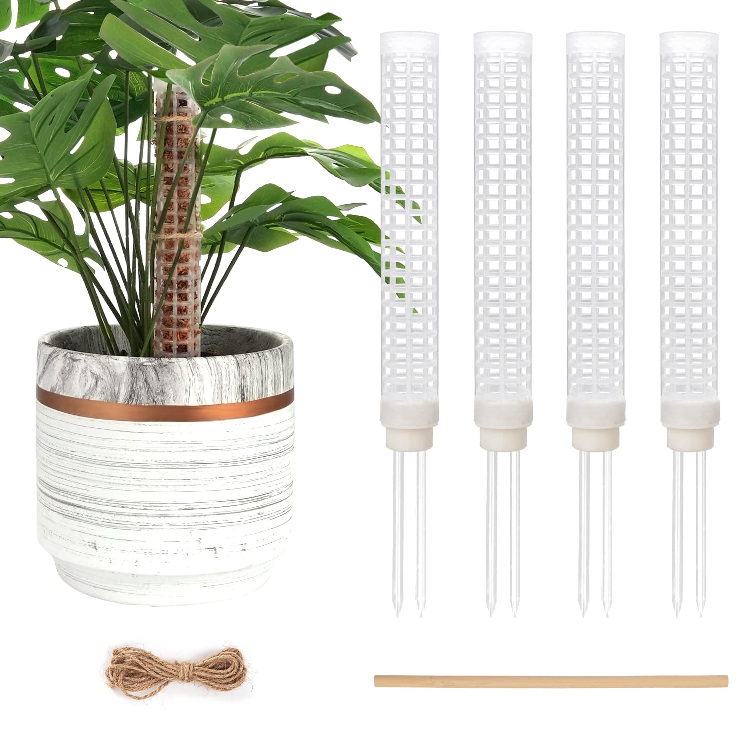 Small Plastic Moss Pole For Monstera And Climbing Plants-Mighty Plant Support (White,4)