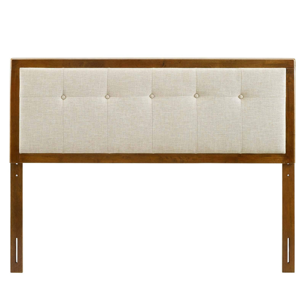 Modway Draper Tufted Queen Fabric And Wood Headboard In Walnut Beige