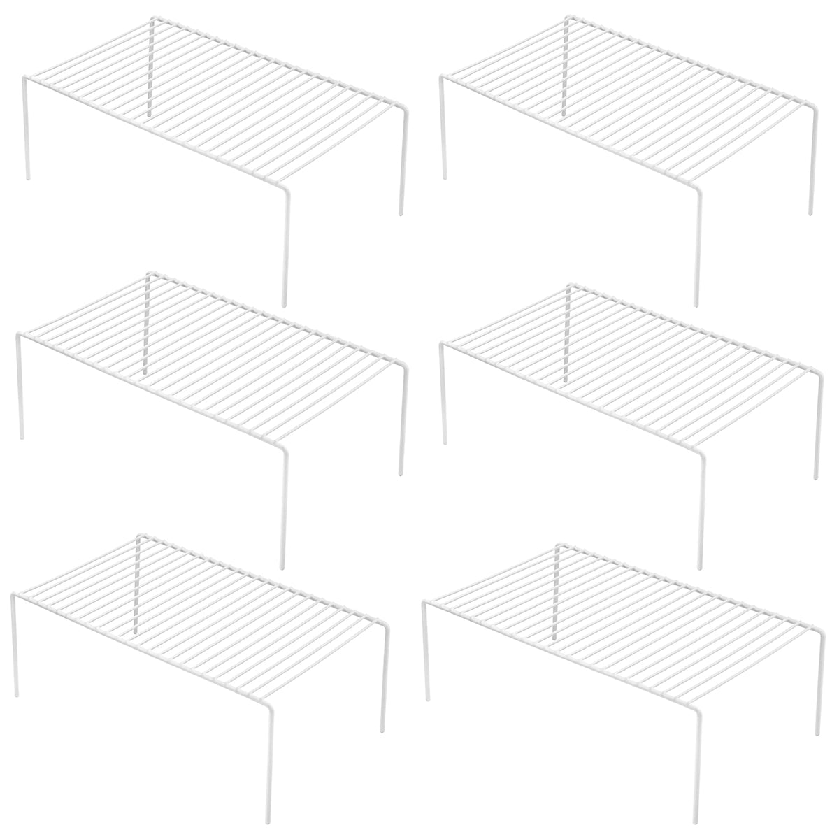 iPEGTOP Set of 6 Kitchen Cabinet Shelf Organizer, Medium (13 x 9.4 Inch) Bathroom Cabinet Organization Wire Shelf Rack, Rustproo