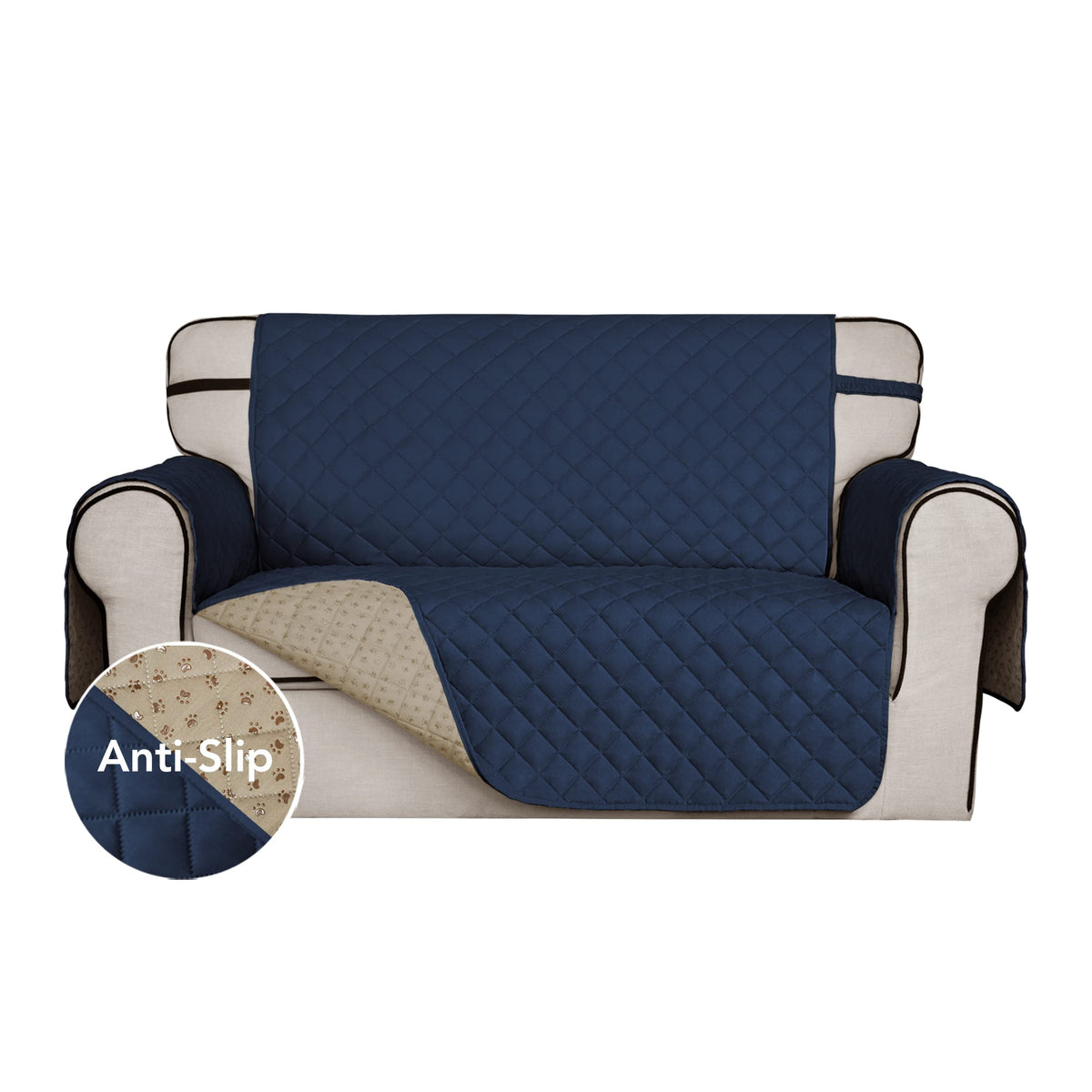 ISSUNTEX Super Anti-Slip Couch Covers for 2 Cushion Couch Sofa, Water Resistant Sofa Cover Quilted Sofa Slipcover Furniture Prot