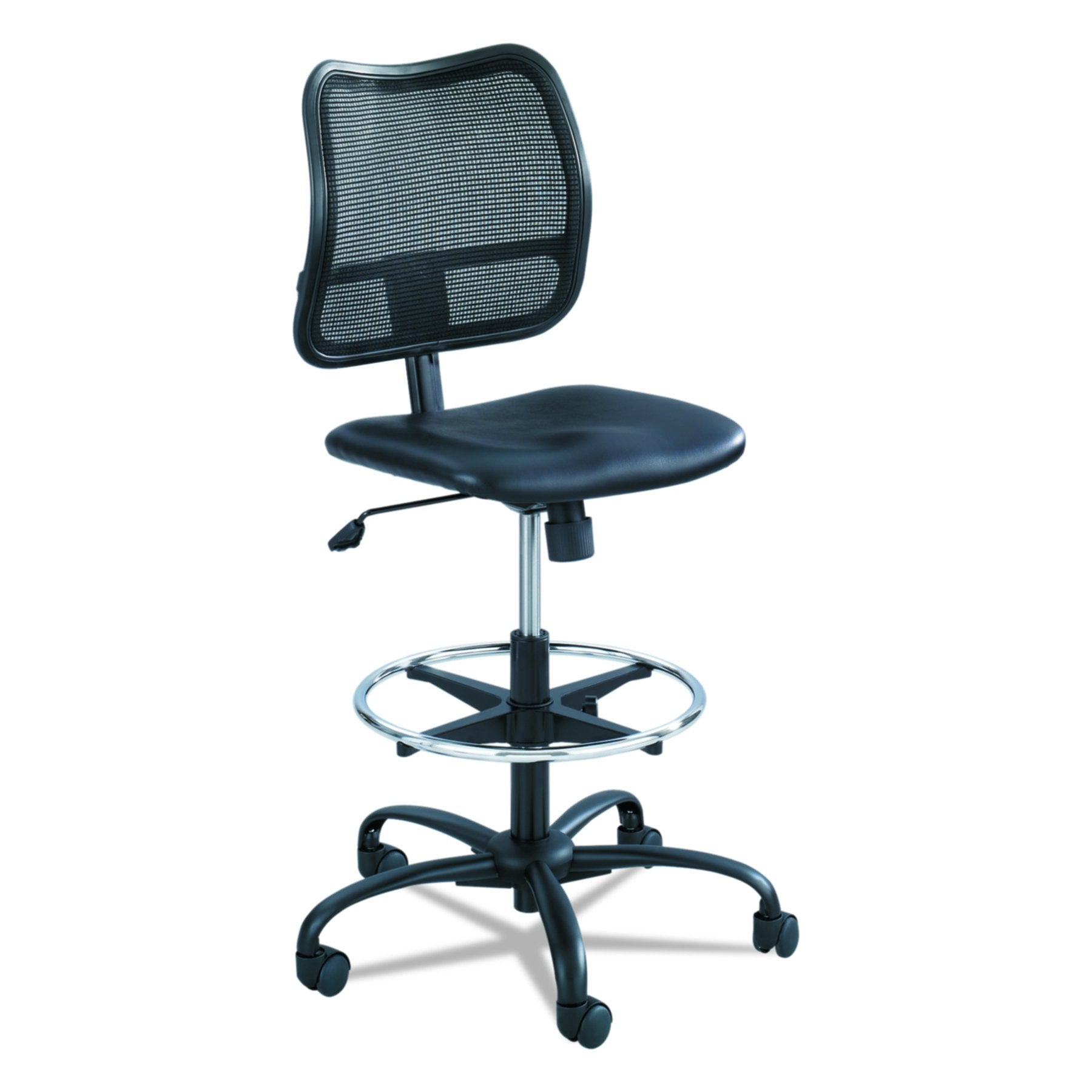 Safco Rolling Chair, Extended Height, Black Vinyl Mesh, Adjustable Height, Supportive Back and Ergonomic Design, 250 lbs Capacity, Black