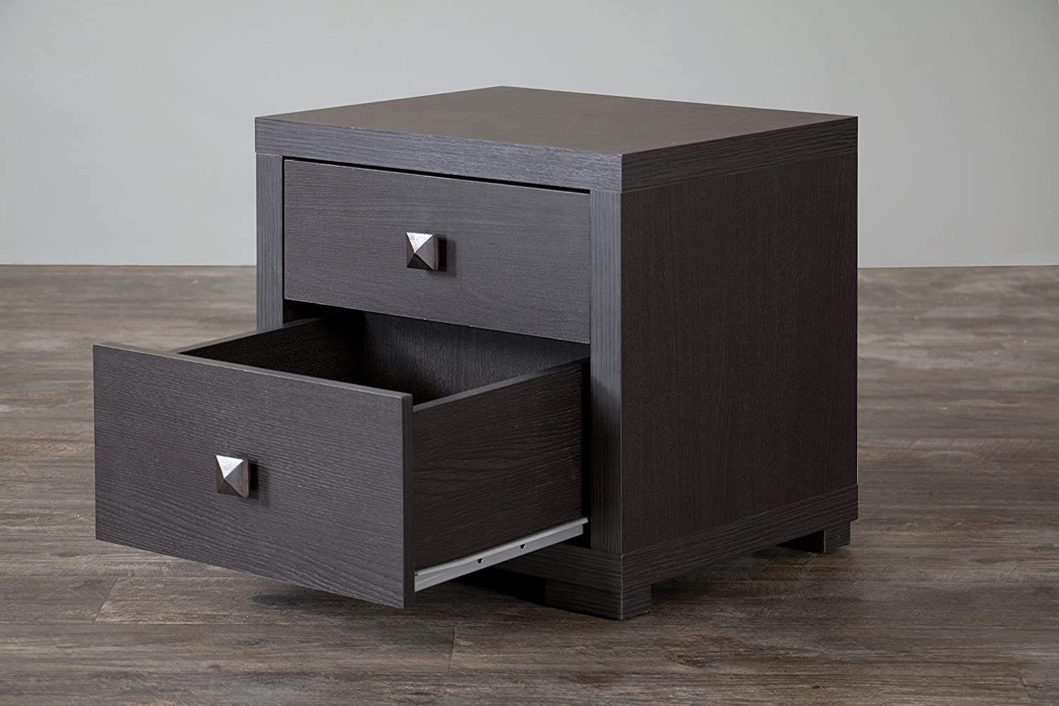 Baxton Studio Wholesale Interiors Marco Contemporary 2-Drawer Nightstand, Brown (Set of 2)