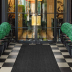 House, Home And More Indoor Outdoor Double-Ribbed Carpet Runner With Skid-Resistant Rubber Backing - Smokey Black - 3 Feet X 40 Feet