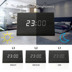 Gearonic Digital Alarm Clock Wooden Alarm Clock Wood Modern Triangle Alarm Digital Desk Clock, Displays Time Date Temperature Ca