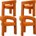 Modern Dining Chair Set Of 4, Velvet Upholstered Barrel Kitchen Chair, Round Dining Chairs With Wooden Legs, Assembled Accent Ar
