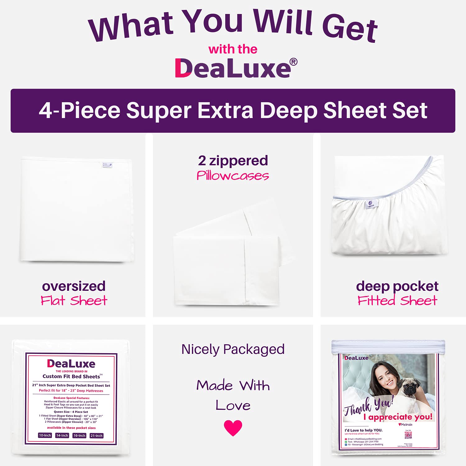 Extra Deep Pocket Full Bed-Sheets - 4-Piece Includes: 18   -21    Inch Super Extra Deep Pocket Fitted Sheet - Oversize Flat Shee