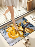Besque Bathroom Mat Rubber NonSlip Quick Dry Super Absorbent Thin Floor Rug  Washable Fashion Bath Mat Fit Under Door for Bath