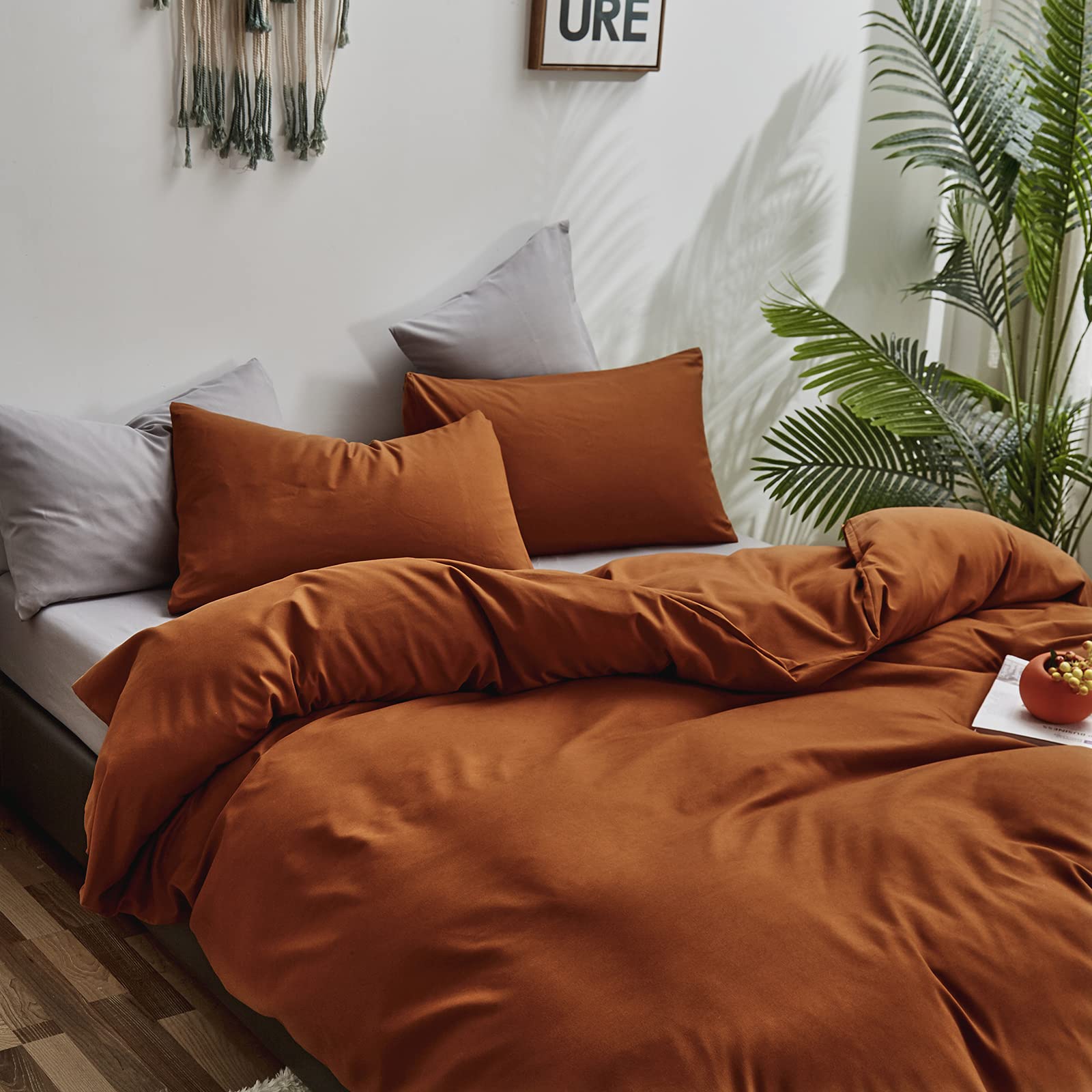 Houseri Burnt Orange Comforter Set Twin Kids Girls Boys 3 Pieces Terracotta Caramel Bedding Sets Rust Brown Comfy Soft Dusty Ora