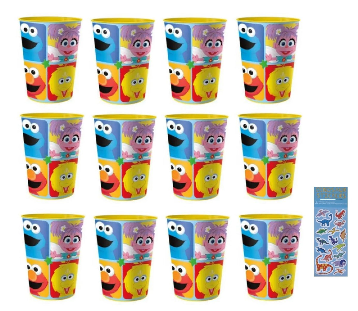 Sesame Street Party Supplies includes 12 Plastic Reusable Party Favor Cups
