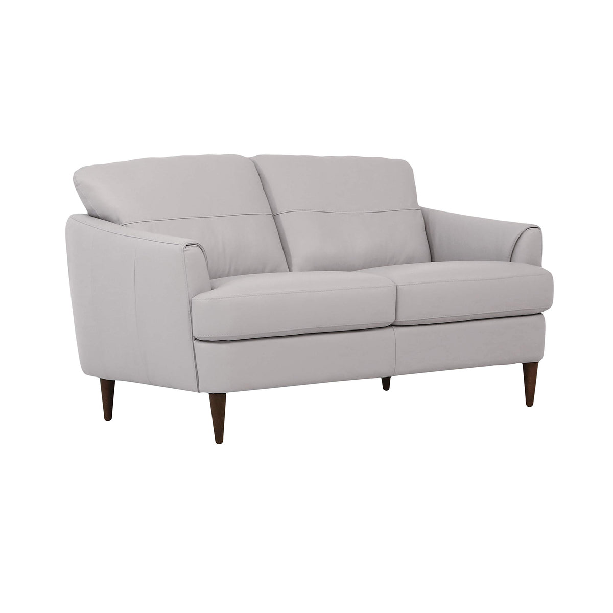 Benjara Leatherette Loveseat With Flared Armrests And Stitched Details, Gray