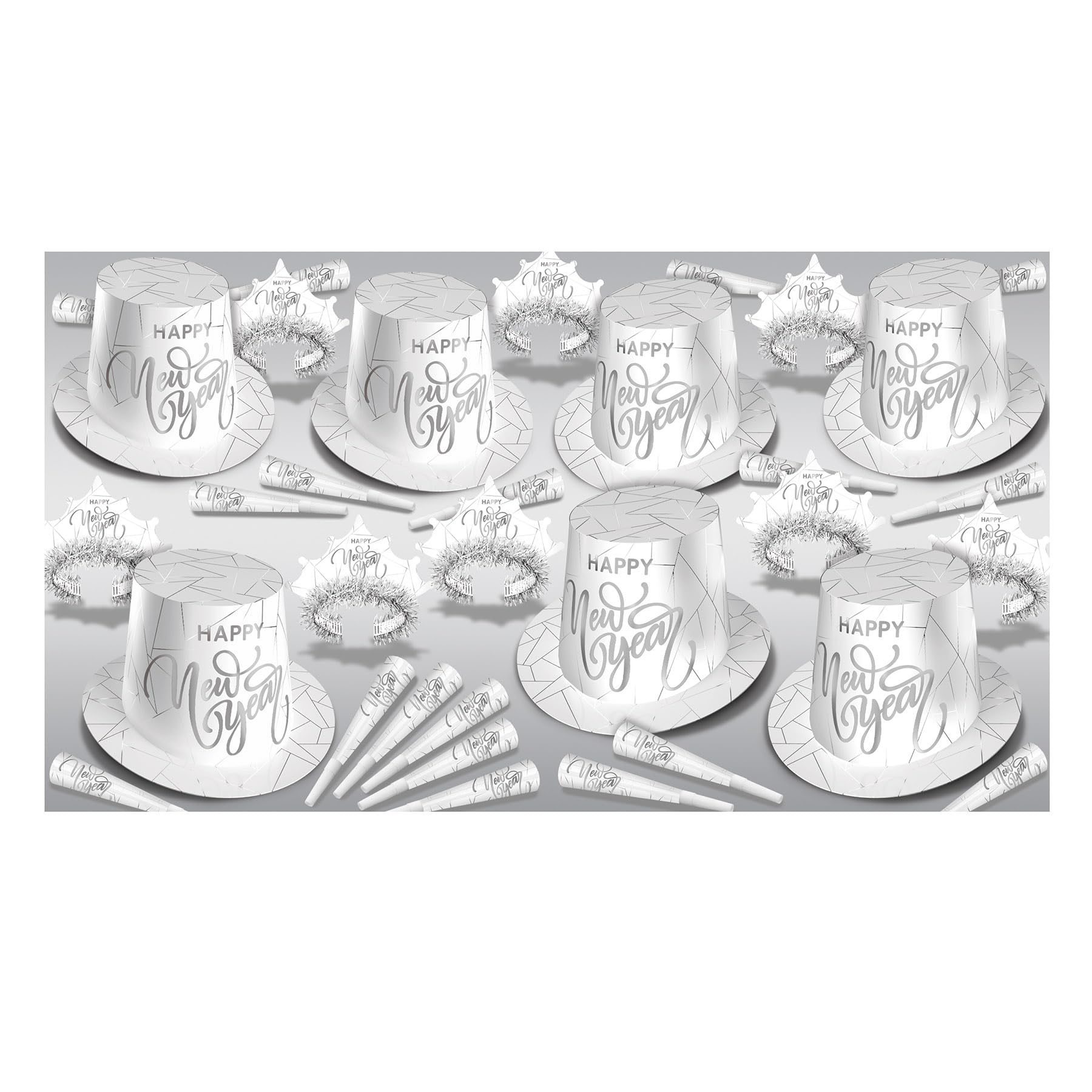 White New Year Silver Asst For 50