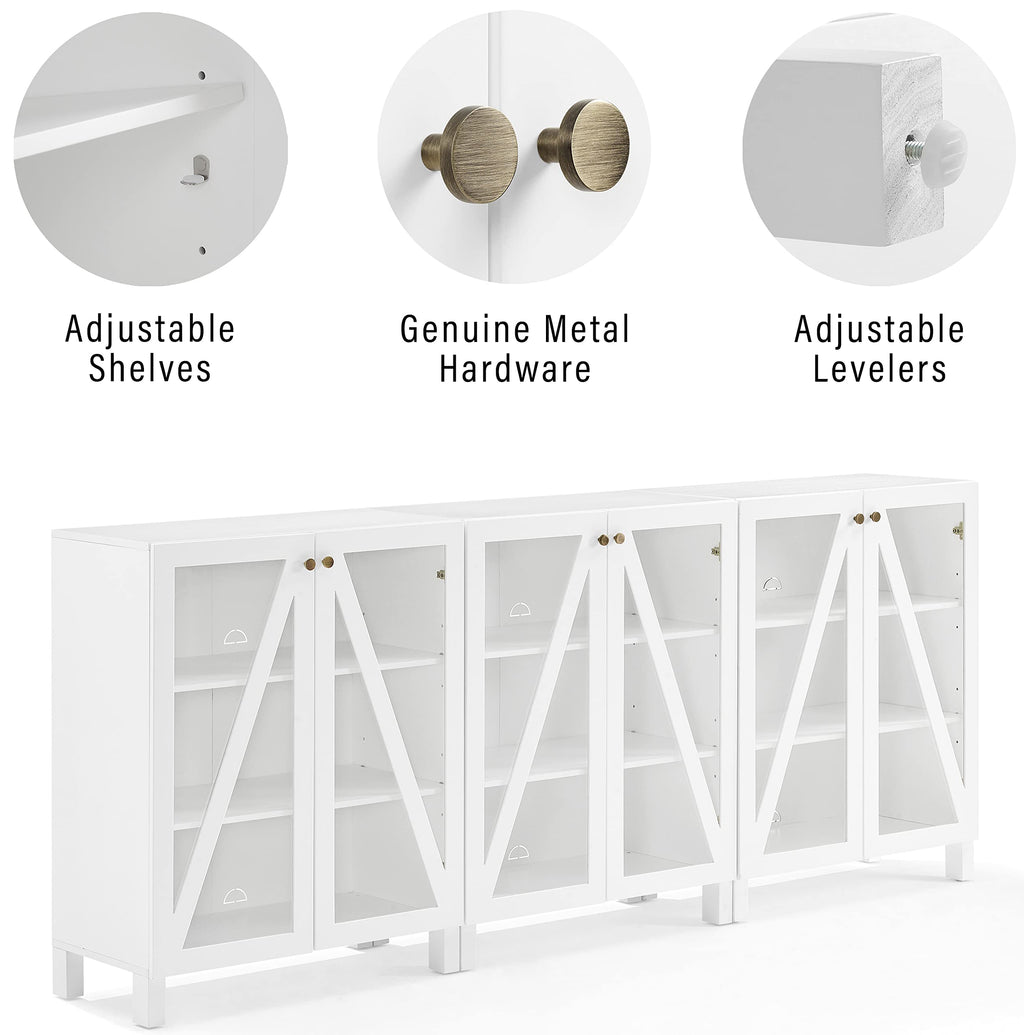 Crosley Furniture Cassai 3-Piece Entertainment Center Tv Stand, Media Console, Vinyl Record Storage, White