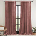 Ryb Home Wild Rose Pink Velvet Curtains 90 Inches Long - Super Soft Girl Bedroom Window Decorative Drapes Thermal Insulated Room Darkening Curtains For Guest Room, 2 Panels