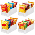HFYZZ 4 Pack Chip Bag Organizer for Pantry, Large Stackable Chip Storage Containers Plastic Chip and Snack Storage Bins for Pant