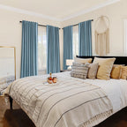 Miulee 100% Blackout Curtains 84 Inches Long Linen Curtains & Drapes For Bedroom Back Tab Living Room Darkening Full Black Out Window Curtain Panels Rod Pocket, Slate Blue, 2 Panels Set