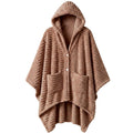 Tegeme Wearable Blanket Poncho for Women Sherpa Shawl with Pockets Hood Cozy for Mom Girlfriend Wife Female(Brown)