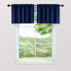 Mrs.Naturall Valance For Kitchen Window,Navy Blue,36 X 16 Inch Length