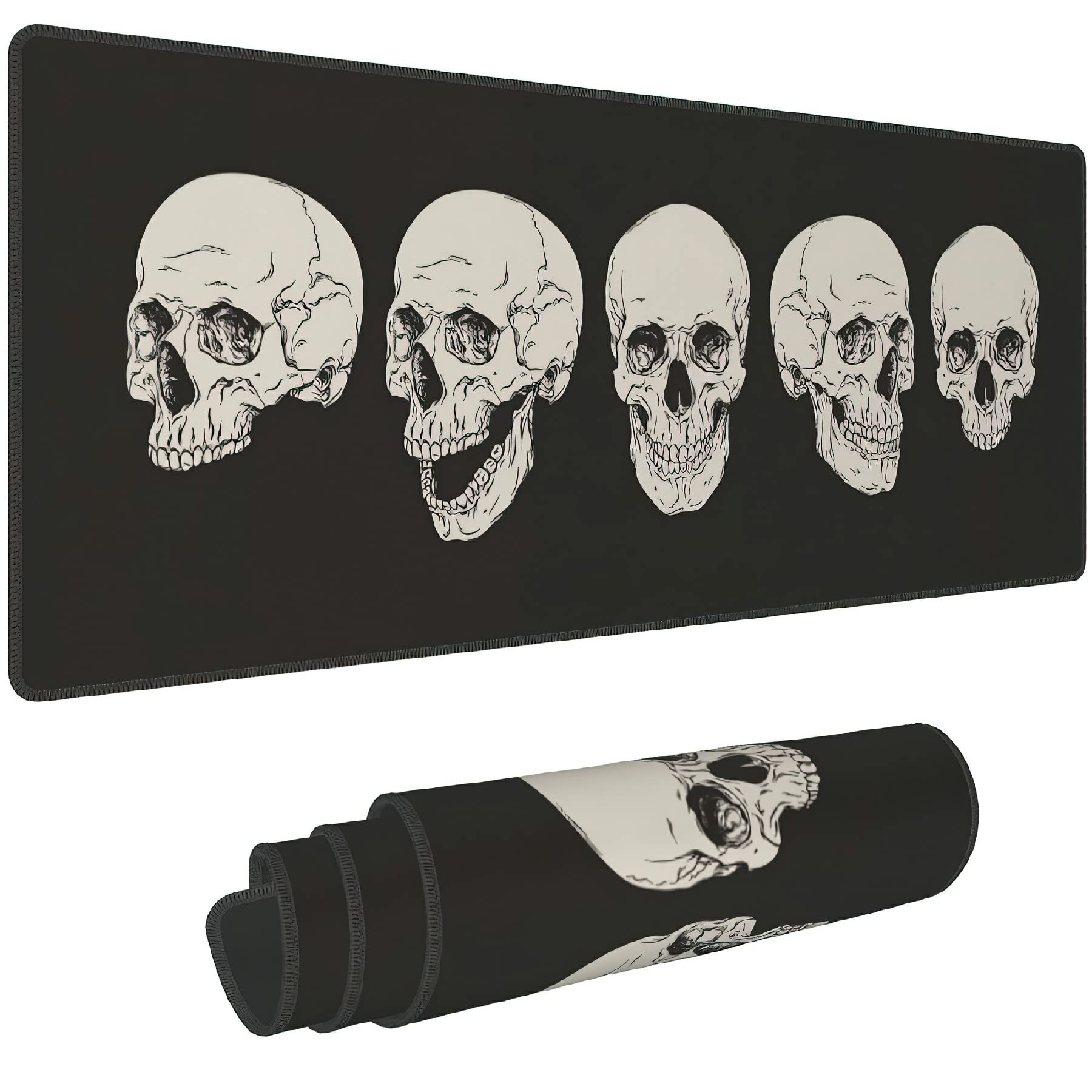 Elightvap Gaming Mouse Pad Large,Skull Skeleton Extended Mouse Pad,Non-Slip Rubber Desktop Mat Sewn Edges, Desktop Decorative Ac
