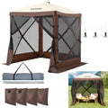VEVOR Pop Up Gazebo Tent, Pop-Up Screen Tent 4 Sided Canopy Sun Shelter with 4 Removable Privacy Wind Cloths & Mesh Windows, 6x6