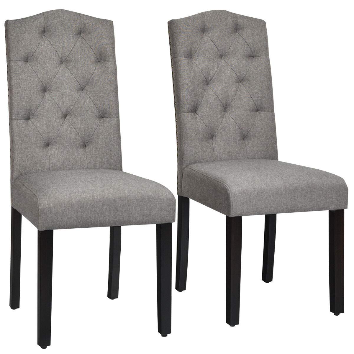 Giantex Dining Chairs Set Of 2, Tufted Fabric Dining Room Chairs With Nailed Head, Parsons Chairs With Padded Seat, Tall Backres