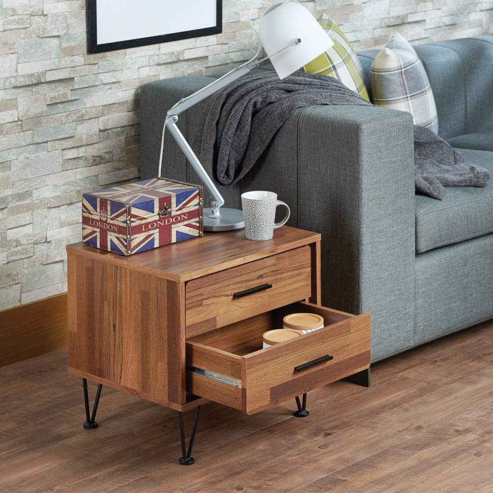 Benzara Contemporary 2 Drawers Wood Nightstand By Deoss, Brown