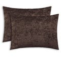Calitime Pack Of 2 Cozy Standard Pillow Shams Cases For Bed Bedding Decoration Solid Dyed Soft Chenille 20 X 26 Inches Coffee