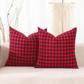 Carrie Home Red And Black Buffalo Plaid Christmas Throw Pillow Covers 20X20 Set Of 2, 20 X 20 Red Couch Pillows, Red Black Winte
