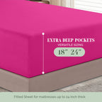 Elegant Comfort 1500 Premium Hotel Quality 18-21 Inches Deep - Extra Deep Pocket Single Fitted Sheet For High Mattress, Luxury And Softest, Smart Pocket - Wrinkle Free, King, Pink