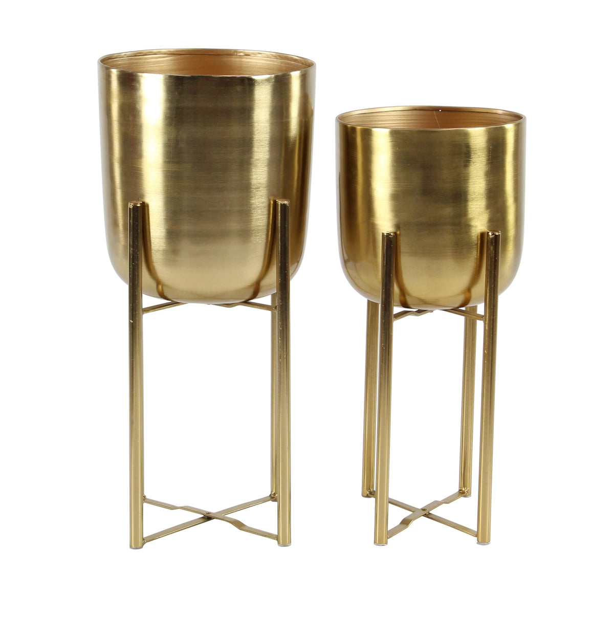 Cosmoliving By Cosmopolitan Metal Indoor Outdoor Dome Planter With Removable Stand, Set Of 2 19', 22'H, Gold