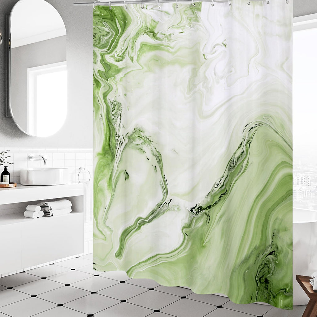Mitovilla Sage Green Marble Shower Curtain, Modern Ombre Fabric Cloth Shower Curtains For Luxury Bathroom Decor, Abstract Waterc