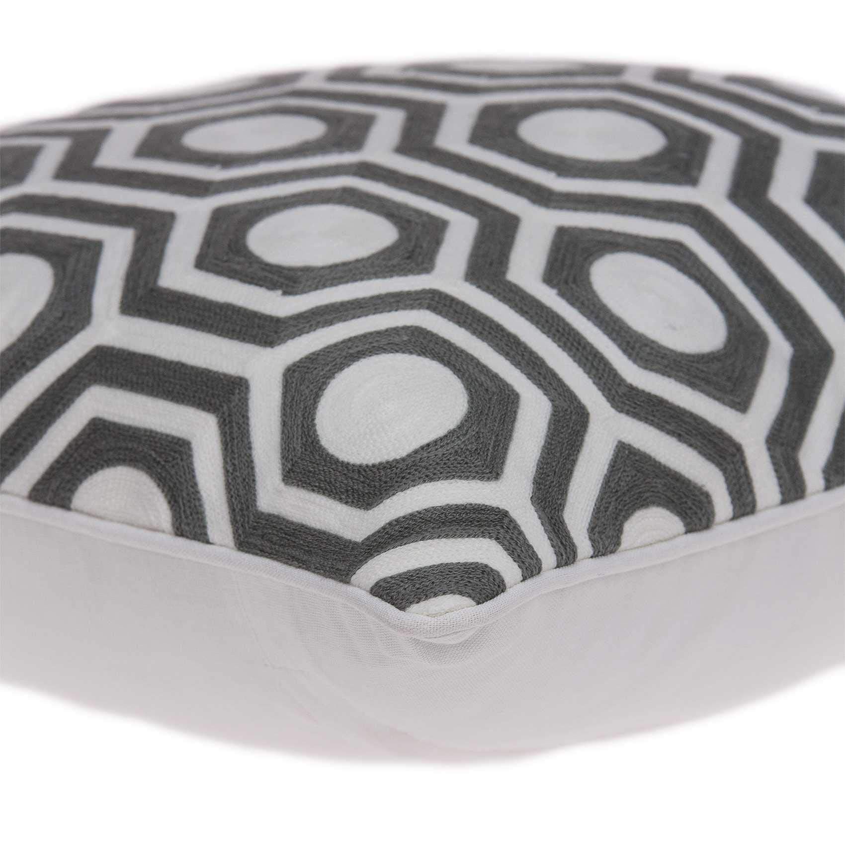 HomeRoots Decor 20' x 7' x 20' Traditional Gray and White Accent Pillow Cover with Down Insert