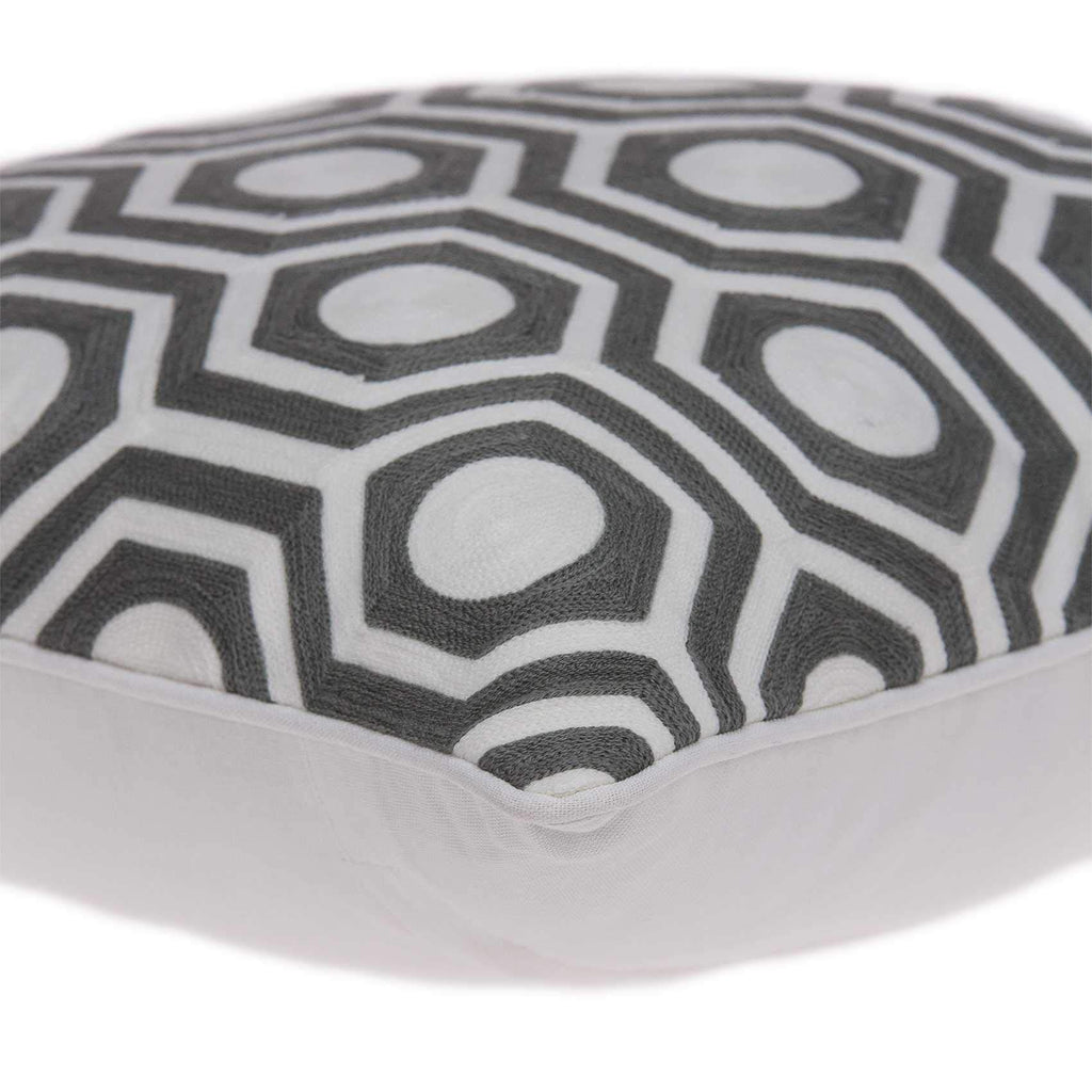 HomeRoots Decor 20' x 7' x 20' Traditional Gray and White Accent Pillow Cover with Down Insert