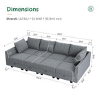 Honbay Modular Sectional Sofa Reversible Modular Sleeper Sectional Sofa With Storage, Modular Couch For Living Room, Bluish Grey