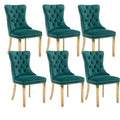Velvet Dining Chairs Set Of 6, Upholstered Dining Room Chairs With Back Ring Pull Trim And Golden Stainless Steel Legs,Modern Ki