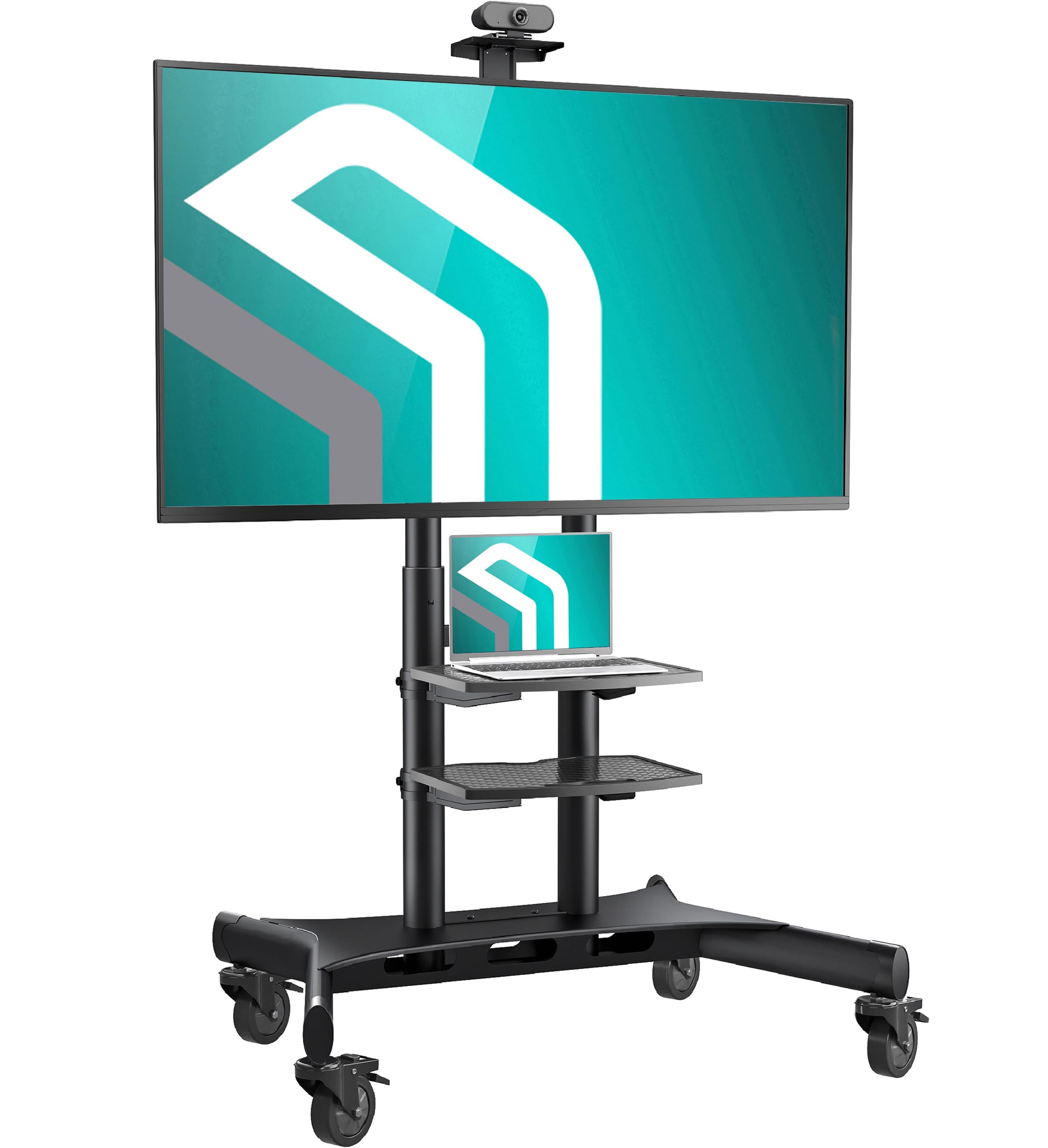 Onkron Mobile Tv Stand On Wheels For 50-86 Inch Tvs Up To 200 Lbs, Height Adjustable Tv Stand Movable Max Vesa 800X500 Portable, Rolling Tv Cart With Wheels/Tv Roller Black