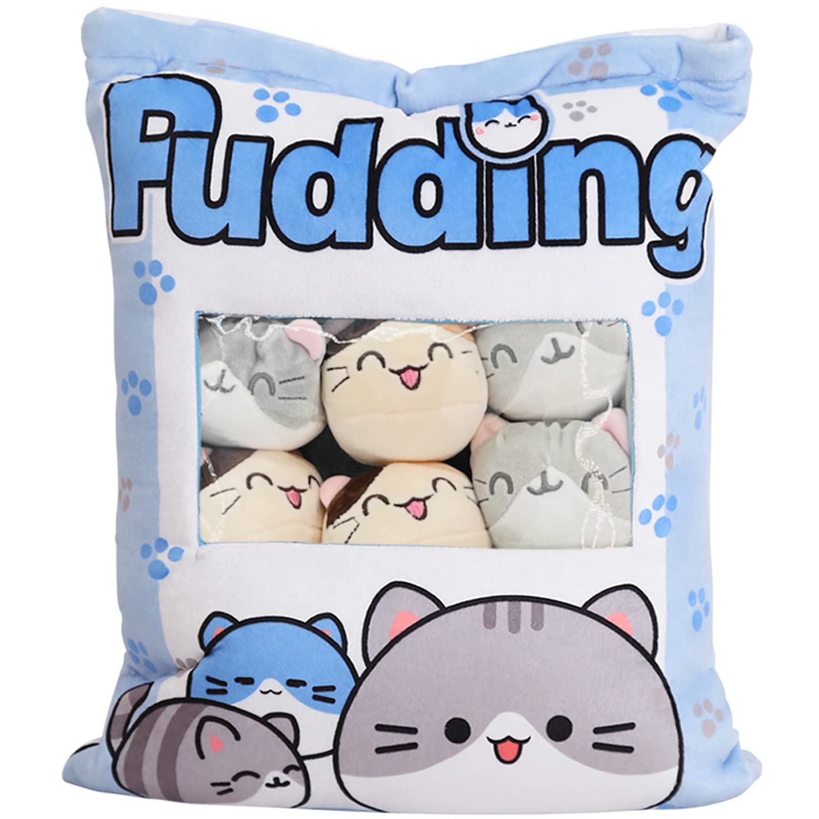 Refahb Cute Plush Pillow Throw Pillow Removable Stuffed Animal Toys Creative Gifts For Girls (Kitten-Blue)